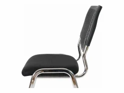 MCW Silla para visitas H401 Apilable (juego de 4), asiento negro, patas cromadas