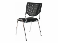 MCW Silla para visitas H401 Apilable (juego de 4), asiento negro, patas cromadas