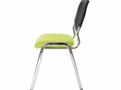 Hot MCW Silla para visitas H401 Apilable, asiento verde, pies cromados Verde / Plateado