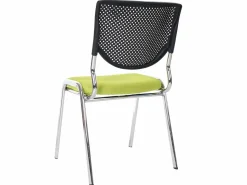 Hot MCW Silla para visitas H401 Apilable, asiento verde, pies cromados Verde / Plateado