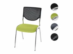 Hot MCW Silla para visitas H401 Apilable, asiento verde, pies cromados Verde / Plateado
