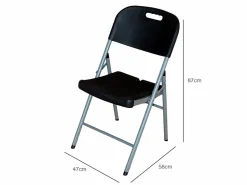 Outlet Silla Plegable con Asa Negra 47x58x87cm 7house Silla Conferencia