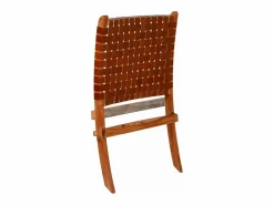 Best Silla plegable con rayas cruzadas cuero auténtico marrón Sillón De Piel