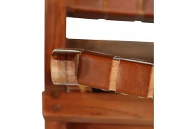 Clicnbuy Silla plegable de tiras cruzadas de cuero auténtico marrón