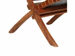 Clicnbuy Silla plegable de tiras cruzadas de cuero auténtico marrón