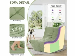 Clearance DripeX Silla Strazy in Green Caterpillar - Asiento profundo de 62 cm - 80x85x84cm Verde