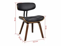 Discount Clicnbuy Sillas de comedor 2 unidades madera curvada y cuero sintético Negro