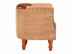 Discount Sillón | Silla de cuero auténtico y madera maciza de mango marrón SHL6869 Marru00f3n