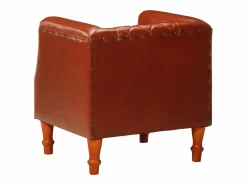 Sillón | Silla de cuero de cabra auténtico marrón SHL9098 Sillón Estilo Cabriolet