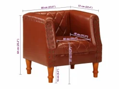 Sillón | Silla de cuero de cabra auténtico marrón SHL9098 Sillón Estilo Cabriolet