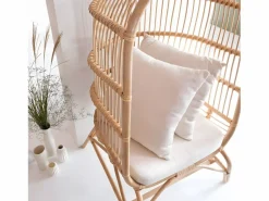 Sale Sillón alto de ratán Malia con almacenamiento integrado Sillón De Mimbre