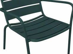 New Sillón bajo apilable de jardín + reposapiés - metal - Verde abeto - MIRMANDE de Salones De Jardín