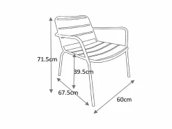 MYLIA Sillón bajo de jardín apilable de metal - MIRMANDE de