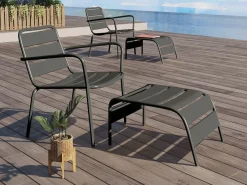 Outlet MYLIA Sillón bajo de jardín apilable de metal - - MIRMANDE Gris antracita