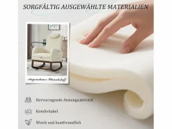 Hot Sillón Balancín con Reposapiés y Almacenamiento Lateral - Confort Ergonómico en Pana - Ideal para Salón, Oficina y Rincón de Lectura Beige