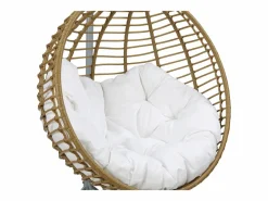 Outlet Sillón balancín resina trenzada Natural claro y Blanco - BONTOC Sillón Colgante
