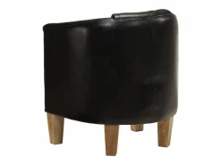 Hot vidaxl Sillón butaca de cuero auténtico Negro