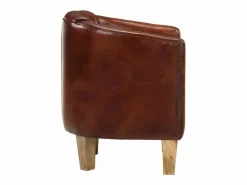 Sillón butaca de cuero auténtico marrón Sillón Estilo Cabriolet|Sillón De Piel
