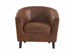 Outlet Vente-unique Sillón cabriolet de microfibra envejecida marrón CRISTOBAL II Marru00f3n