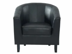 Vente-unique Sillón cabriolet de piel sintética negra CRISTOBAL II