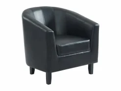 Vente-unique Sillón cabriolet de piel sintética negra CRISTOBAL II
