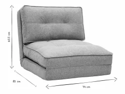 Online Sillón cama de 1 plaza de tela color topo SALLY Sillón Cama