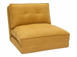 Miliboo Sillón cama de 1 plaza de tejido efecto aterciopelado mostaza SALLY