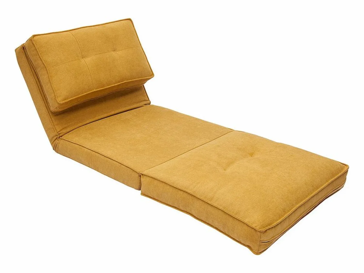Miliboo Sillón cama de 1 plaza de tejido efecto aterciopelado mostaza SALLY