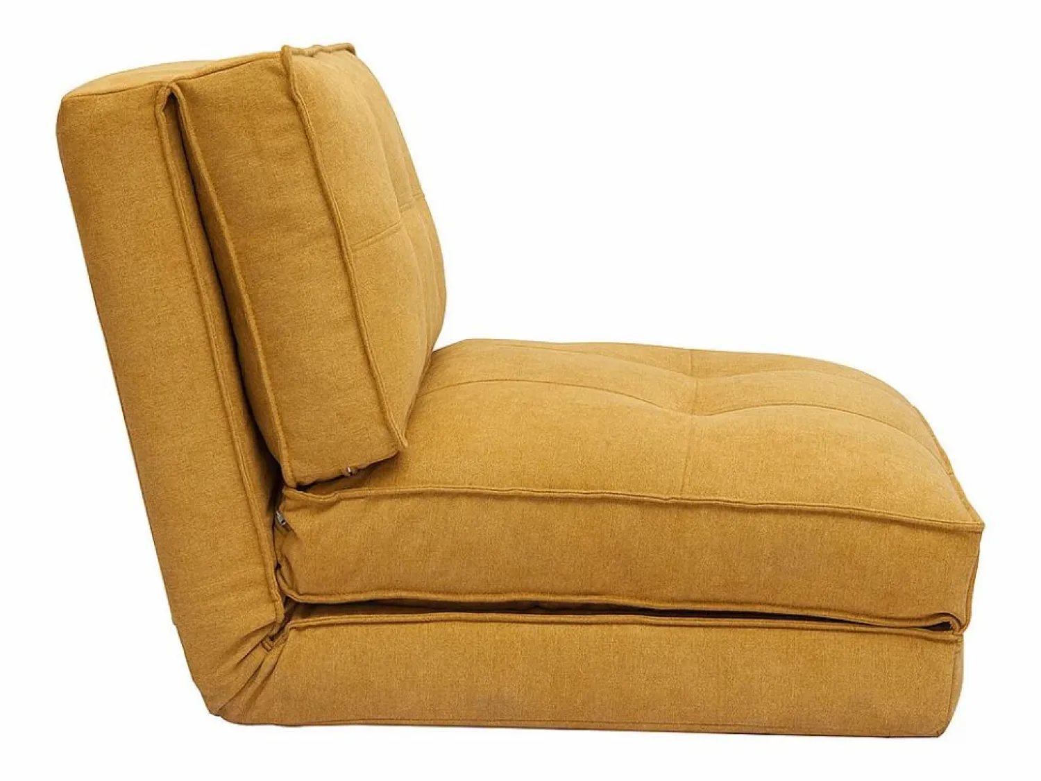Miliboo Sillón cama de 1 plaza de tejido efecto aterciopelado mostaza SALLY