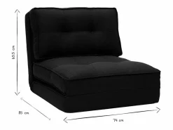 Miliboo Sillón cama de 1 plaza de tela negra SALLY
