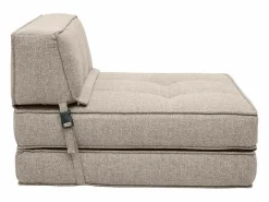 Clearance Miliboo Sillón cama de 1 plaza de tela color KATY Topo