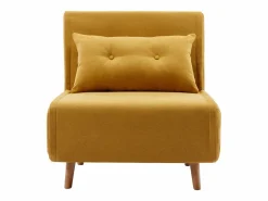 Vente-unique Sillón cama de tela amarillo de estilo joven URIBIA. Mostaza