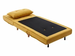 Vente-unique Sillón cama de tela amarillo de estilo joven URIBIA. Mostaza