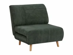 Discount Vente-unique Sillón cama de terciopelo de canalé verde oscuro PALULA Verde pino