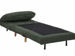 Discount Vente-unique Sillón cama de terciopelo de canalé verde oscuro PALULA Verde pino