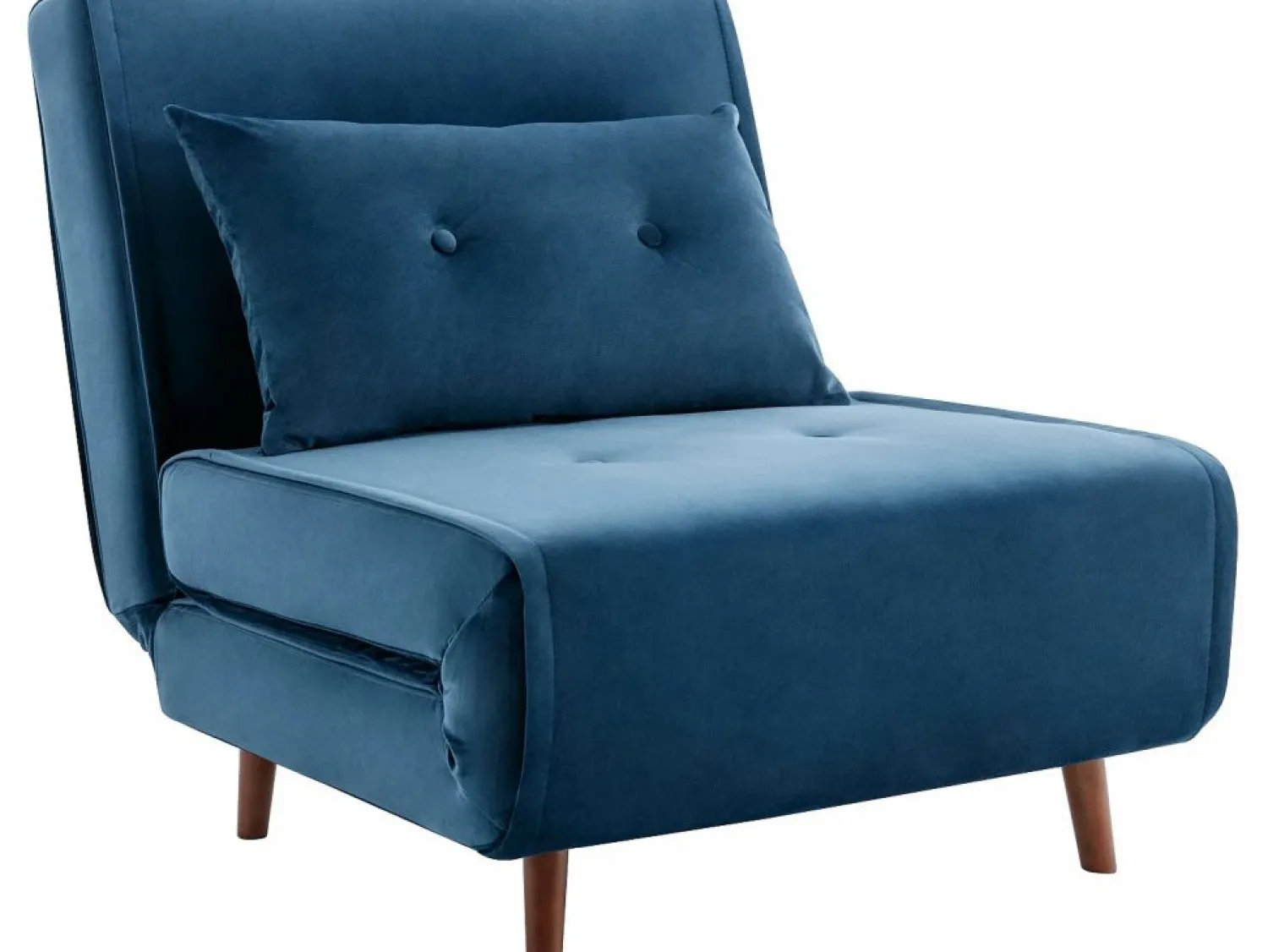 Vente-unique Sillón cama de terciopelo azul noche de estilo joven URIBIA.
