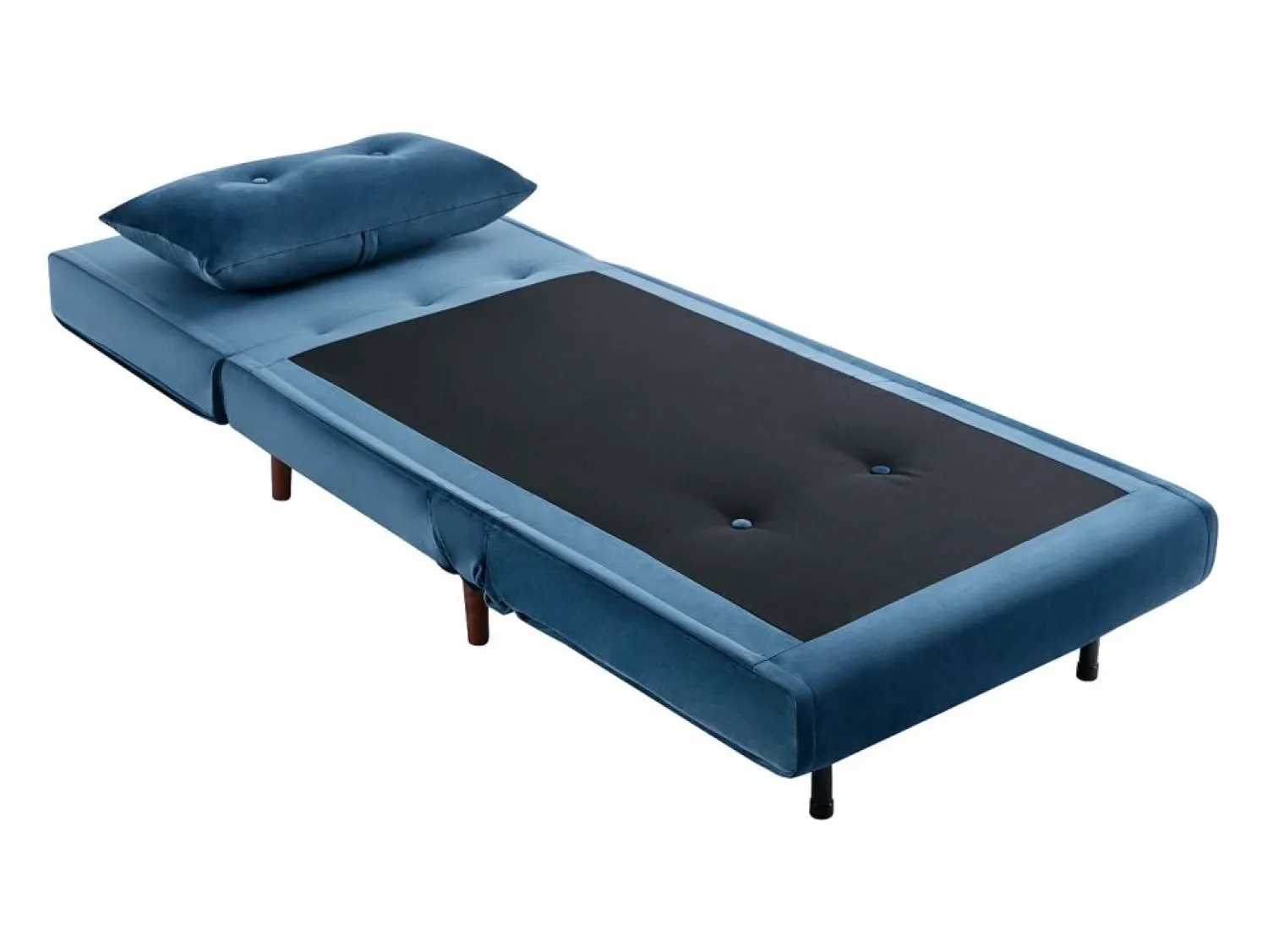 Vente-unique Sillón cama de terciopelo azul noche de estilo joven URIBIA.