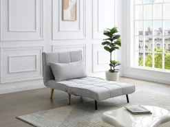Online Sillón cama en tela y patas de madera CHILA Sillón Escandinavo|Sillón Cama