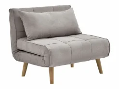 New Vente-unique Sillón cama en tela y patas de madera CHILA Topo