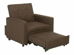 Le roi du relax Sillón cama individual con reposabrazos de diseño moderno Brooke - Marrón