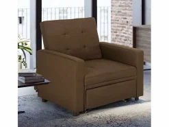 Le roi du relax Sillón cama individual con reposabrazos de diseño moderno Brooke - Marrón