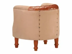 Clicnbuy Sillón cúbico de cuero auténtico y madera maciza mango marrón