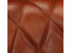 Clicnbuy Sillón cúbico de cuero auténtico y madera maciza mango marrón