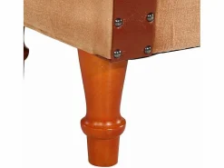 Clicnbuy Sillón cúbico de cuero auténtico y madera maciza mango marrón