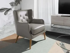 Angel Cerda Sillón Chester piel gris oscuro 5085 Beige