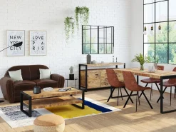 Outlet Sillón club de piel envejecida color marrón BAUDOIN Sillón|Sillón De Piel