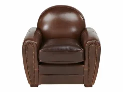 Outlet Sillón club de piel envejecida color marrón BAUDOIN Sillón|Sillón De Piel