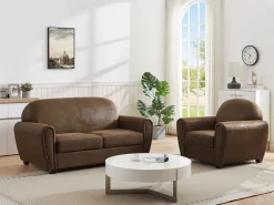 Best Sillón club VICTORY III en microfibra con efecto cuero envejecido Sillón Club