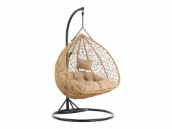 Hot Vente-unique Sillón colgante 2 plazas en resina trenzada - Natural claro con cojines beige - CAYAMBE de MYLIA Color natural claro