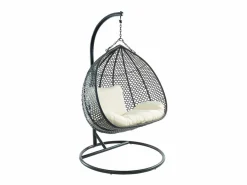 Sillón colgante 2 plazas resina trenzada gris - VAHINA Sillón Colgante